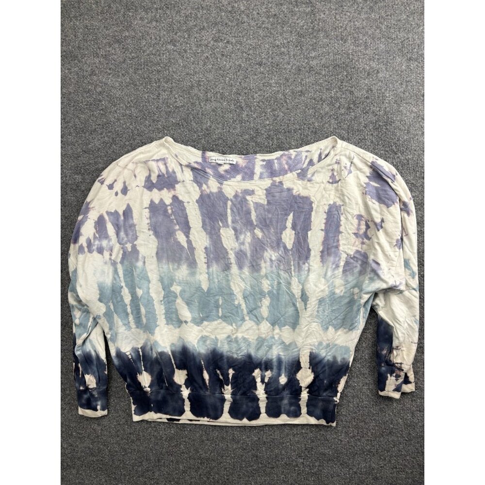 Young Fabulous & Broke Shirt Womens Medium Blue Tie Dye Dolman Sleeve Top Boho